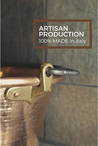 Miniatura 3 de Olla de cobre Polenta Made In Italy  12.5 pulgadas  7.9 cuartos de galón  Maceta tradicional  Hecho a mano  Mango arqueado de hierro forjado  Fondo