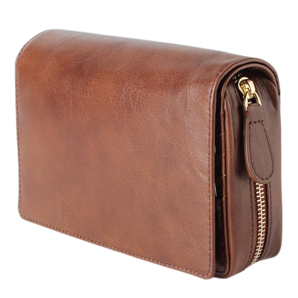 HEYSONG Funda para pasaporte de viaje de piel de vaca auténtica con bolsillo con cremallera HSFC0006