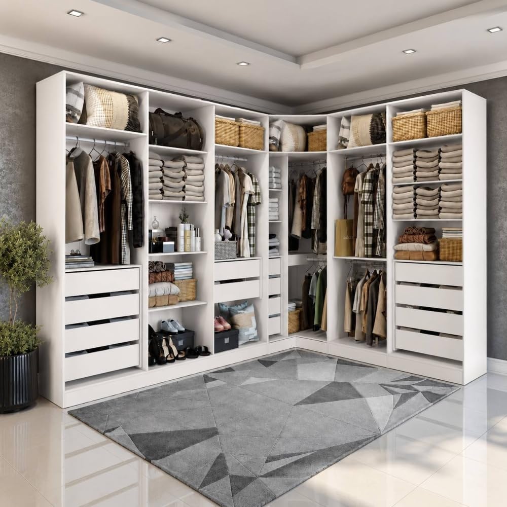 Befara Vestidor Rinconero Txokoa, Blanco, 105 x 56 x 230 cm, Vestidor esquinero Blanco de 105 x 56 x 230 cm