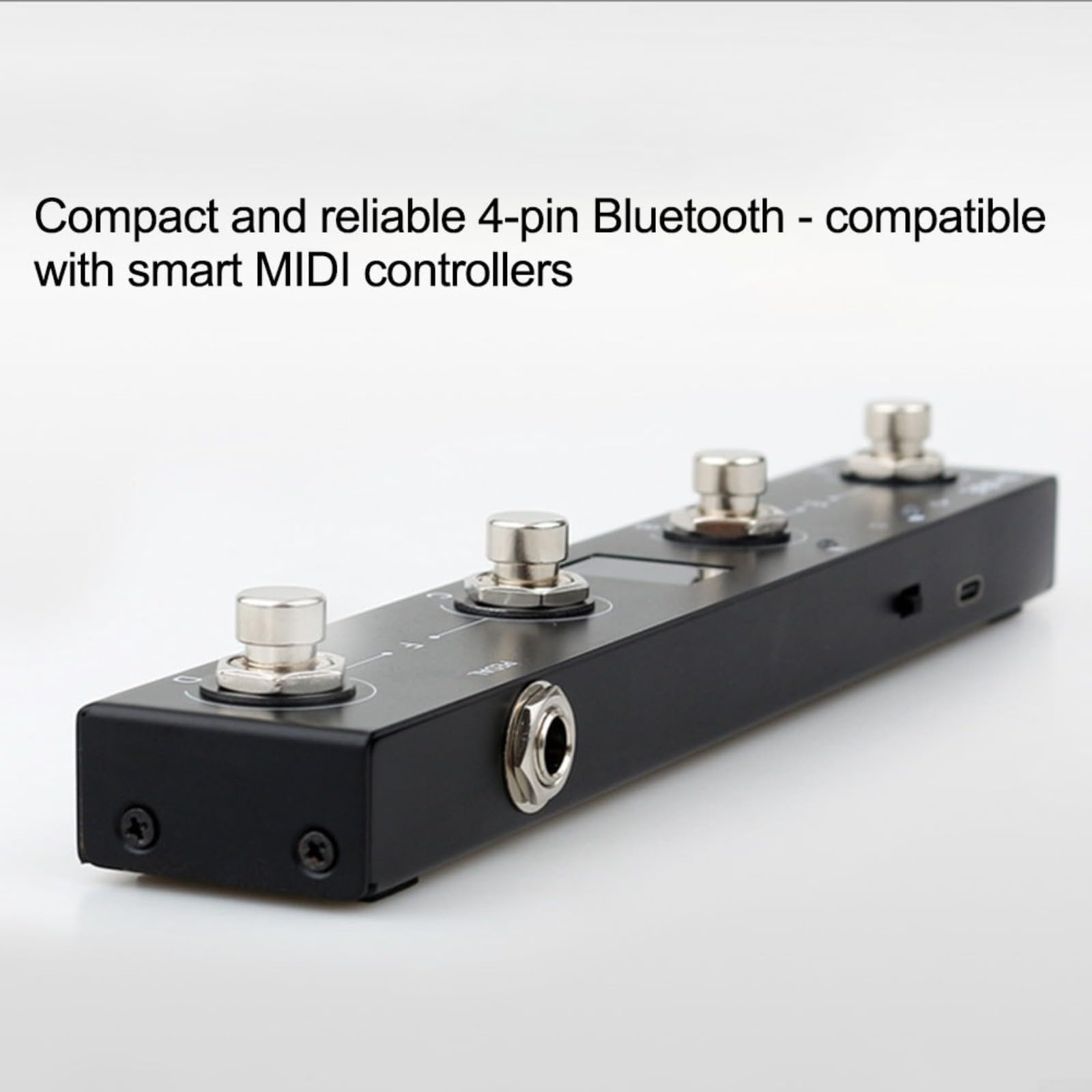 Controlador de pedal recargable con 4 botones para músicos, pedal USB portátil compatible con Chocolate Plus y soporte de control de aplicación, color negro
