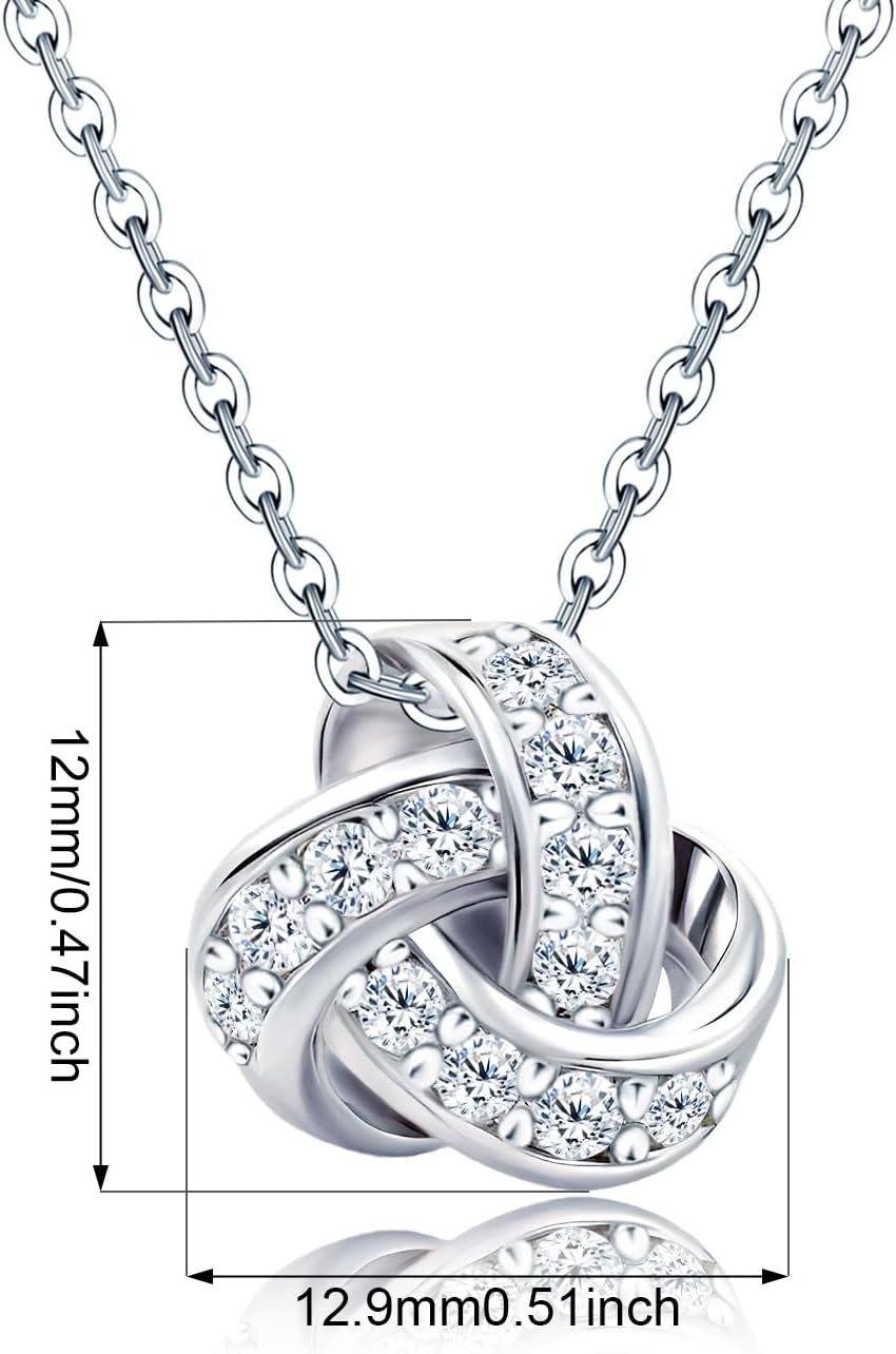 14K Gold Plated Pendant Necklace | 925 Sterling Silver Chain CZ Hypoallergenic Pendant Charms Love Knot Cubic Zirconia Necklace for Women - Image 3