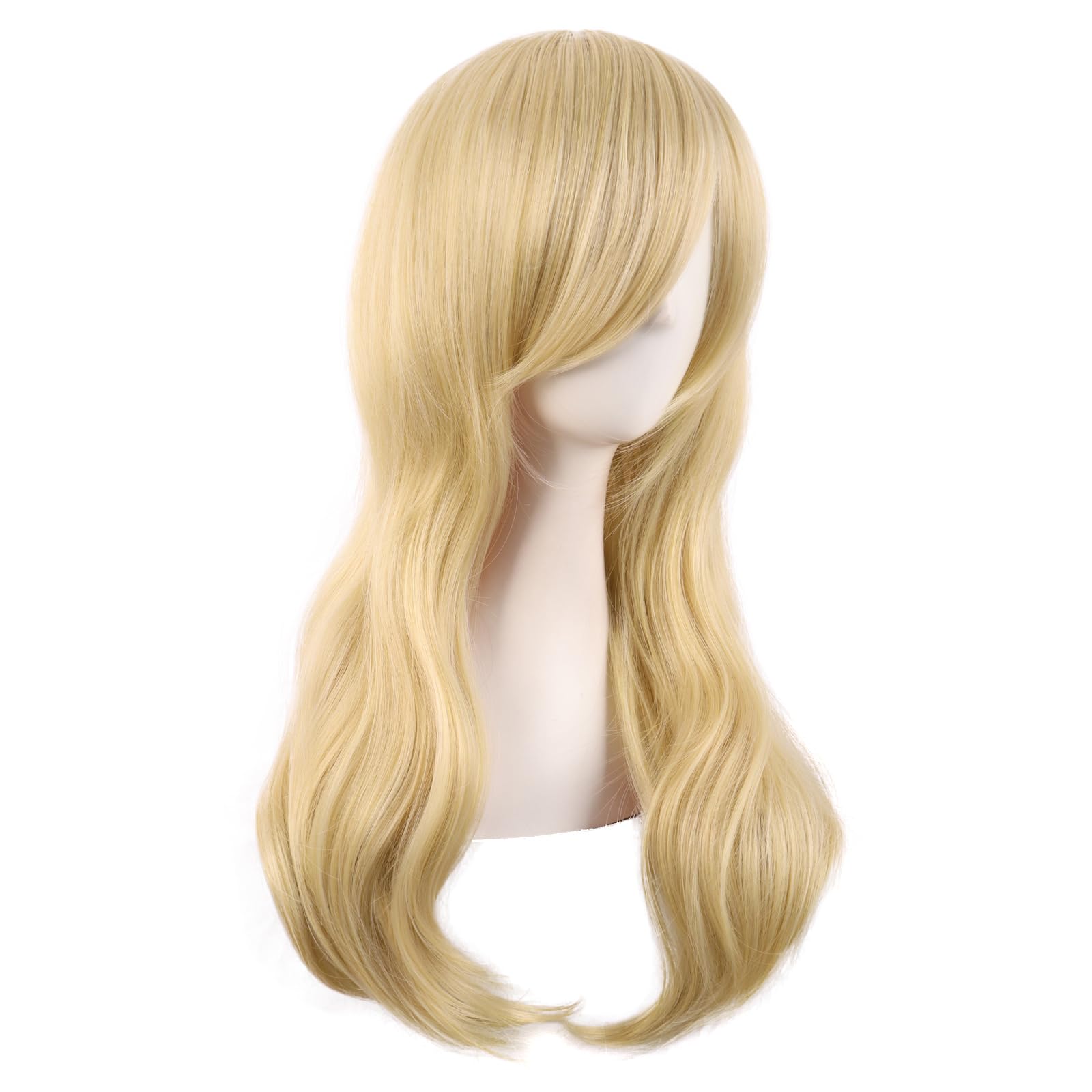 MapofBeauty 24 Inch/60 cm Side Bangs Stylish Long Great Wavy Curly Cosplay Party Wig (Mixed Golden) - Image 2