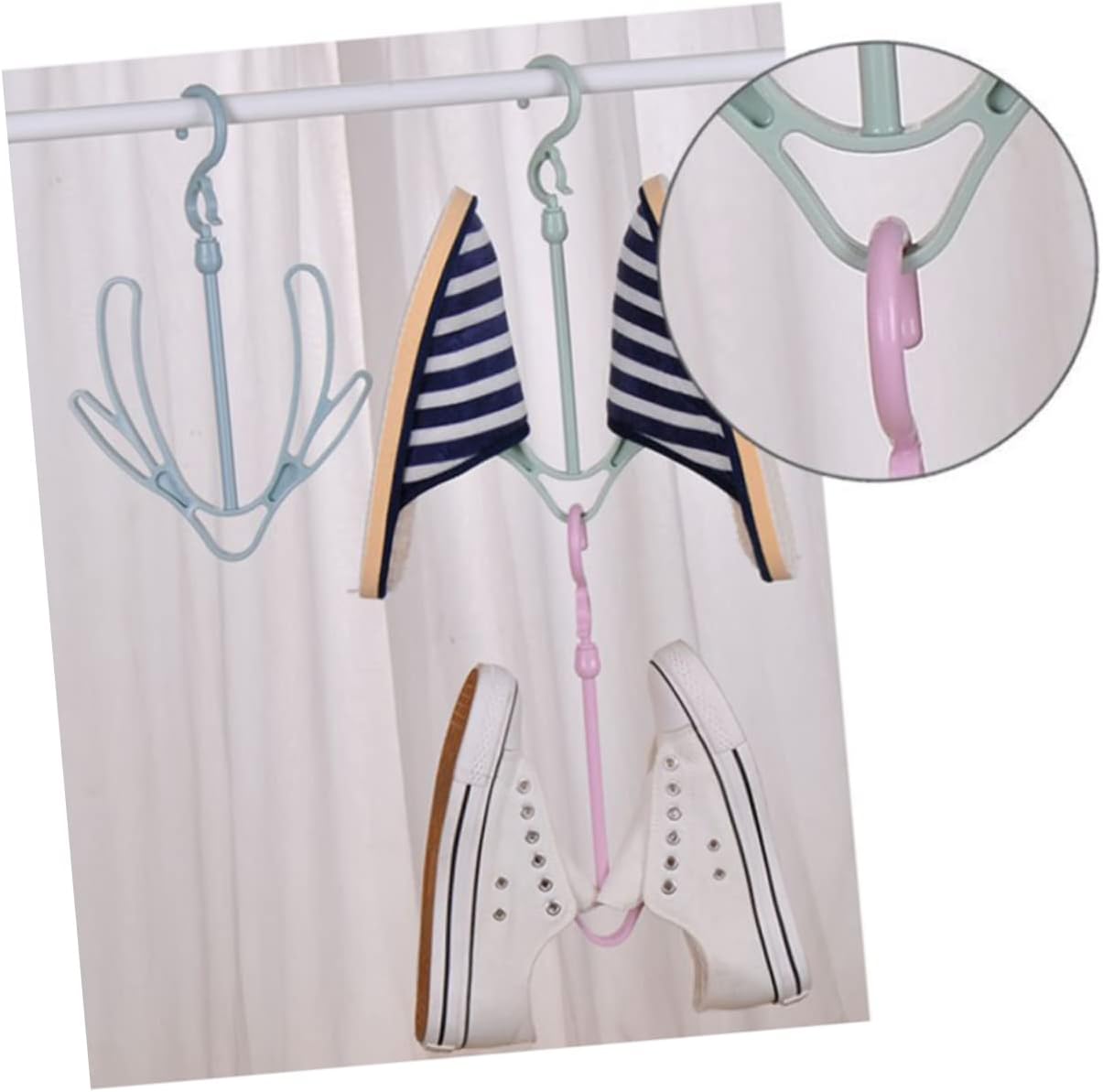 KOMBIUDA 10pcs Double Hook Windproof Shoe Rack for Outdoor Balcony Bathroom Shoes Drying Rack