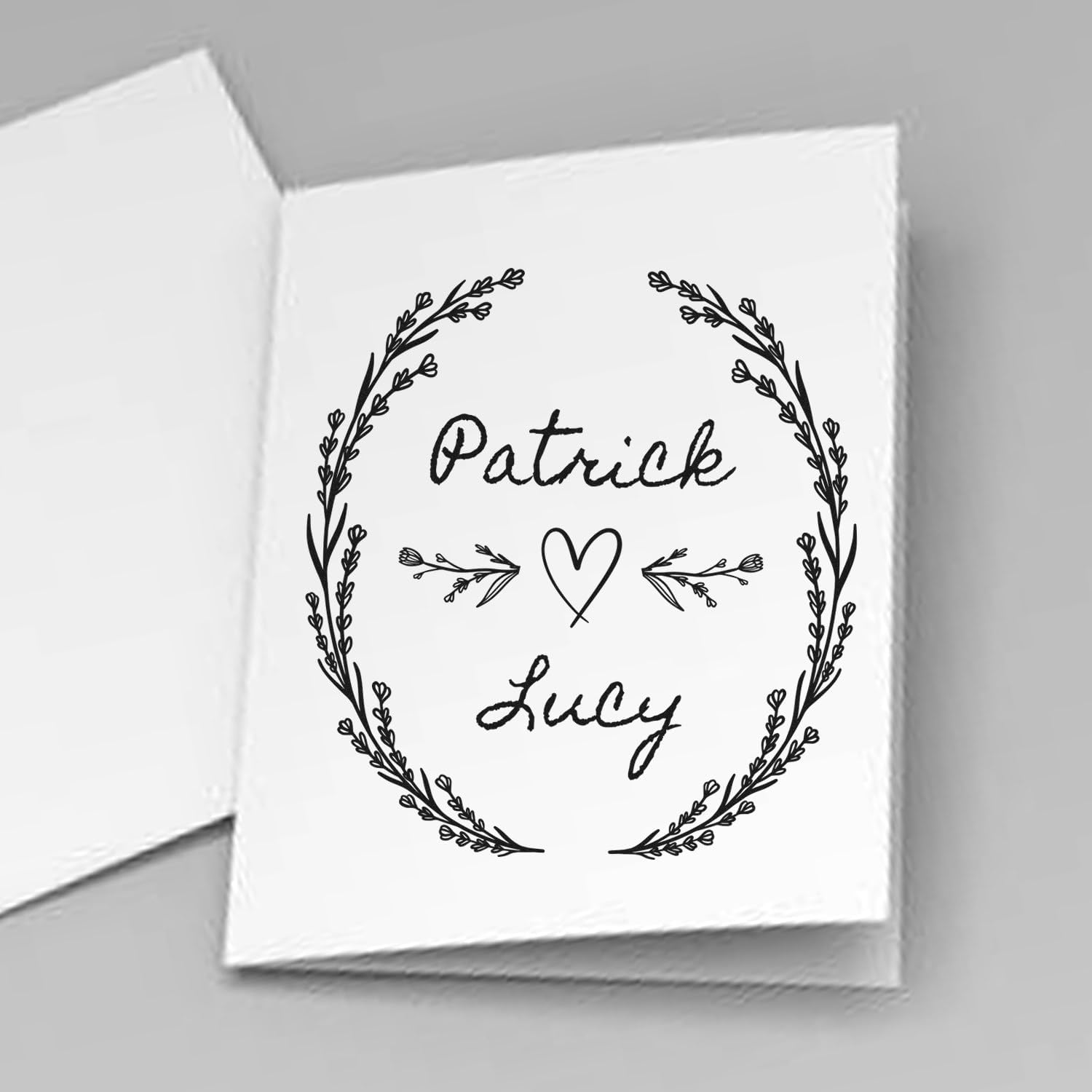 Custom Wedding Monogram Stamp | Love Blooms Elegant Save The Date Name Stamp for Wedding Invitations, Thank You Cards & RSVP | Personalized Wedding Stationery Stamp 1-5/8" Square Self-Inking