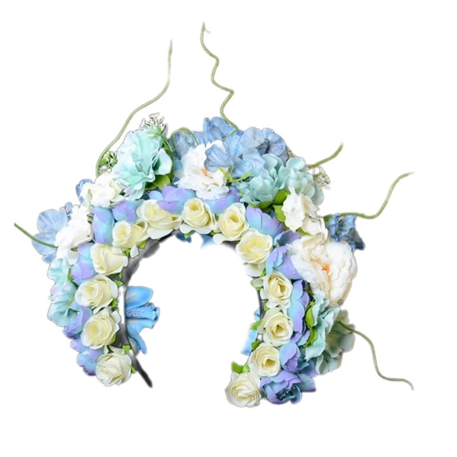 Blumenkranz Haare Buntes Blumen-Stirnband, doppelseitiger Haarkranz, Hochzeits-Party-Kostüm-Kopfschmuck for Braut-Frauen-Haar-Accessoire(Color1)
