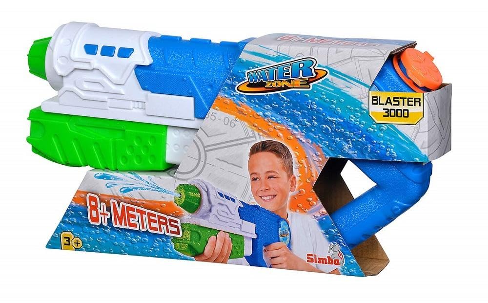 Simba 107276055 - Waterzone Water Blaster 3000, pistolet na wodę, mechanizm pompowania, pojemność zbiornika: 800 ml, zasięg: 8 m