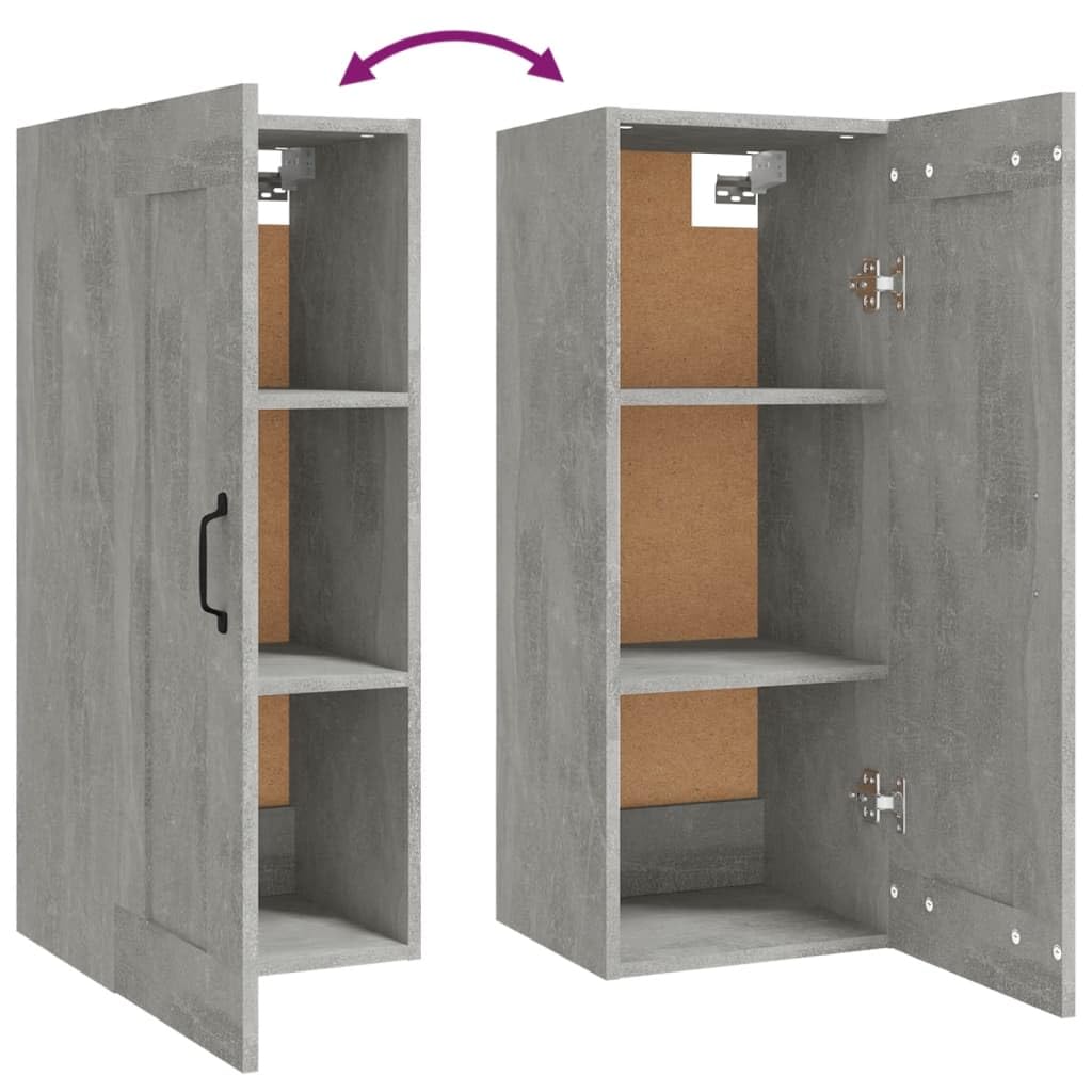 vidaXL Armoire Suspendue Meuble de Rangement Armoire Murale Meuble de Chambre à Coucher Salon Intérieur Gris Béton 35x34x90 cm Bois d'Ingénierie