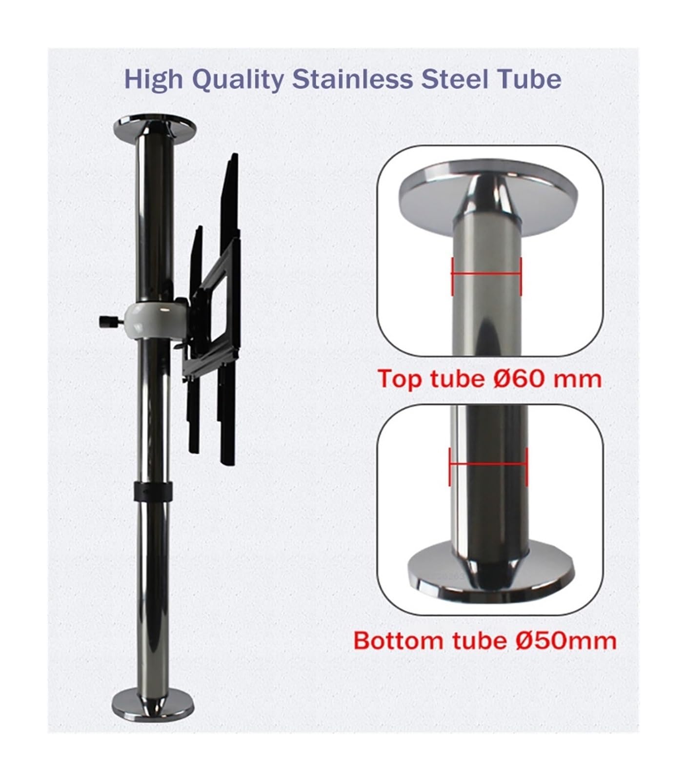 Soporte de TV Ajustable de Acero Inoxidable BG11-M para televisores LCD de 23 a 55 Pulgadas, Soporte de Montaje en Pared, Altura Ajustable de 26 a 32 Pulgadas para una fácil instalación y colocación