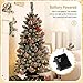 Decoway 4ft Christmas Tree Pre-Lit Artificial Mini Trees with Gold Pot Base, Flocked Snow 70 Warm White Led Lights Pine Cones Red Berries, for Entrances, Home Decorations Holiday Decor
