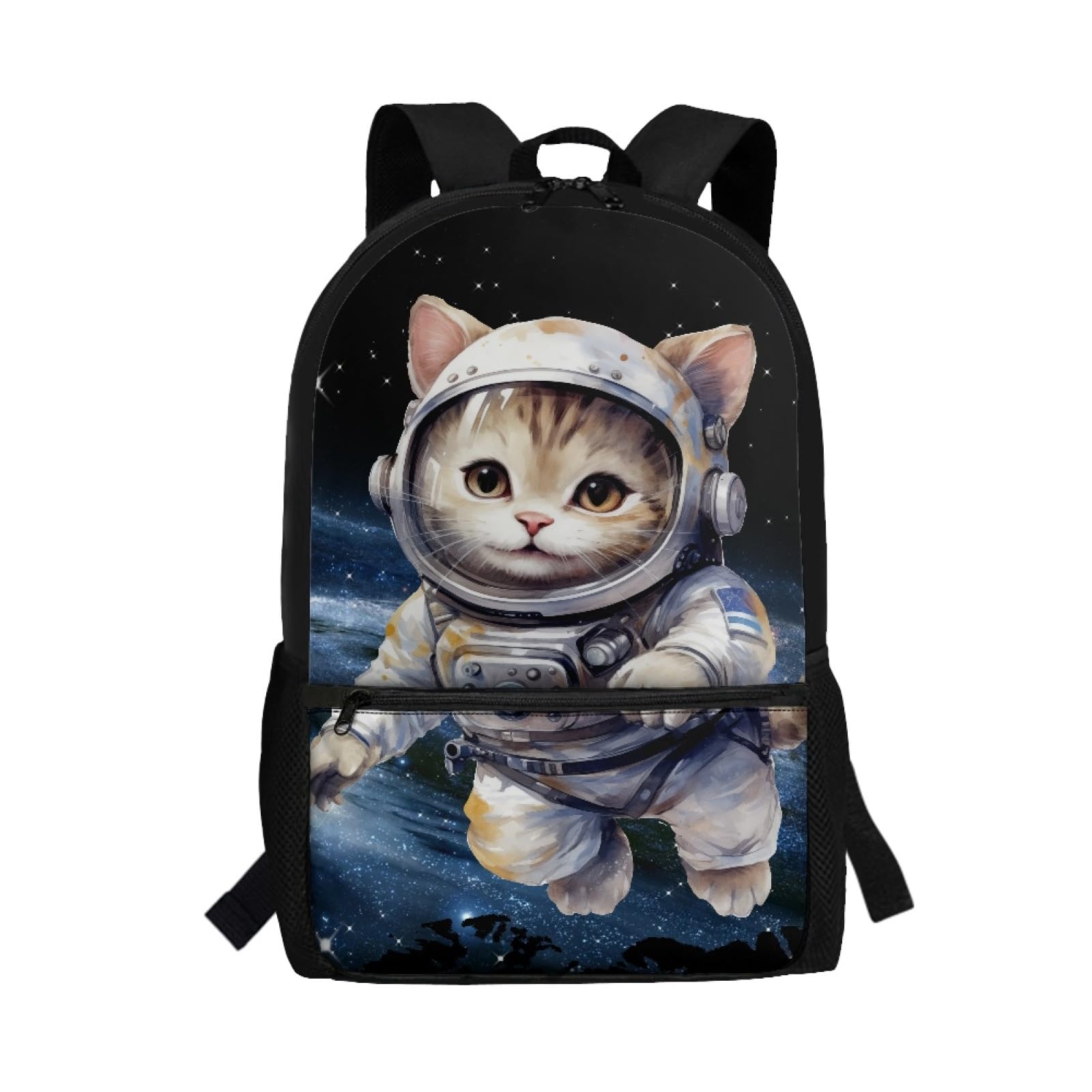 Watdotory School Backpack for Girls 7th Grade/8th Grade Kids Book Bag Astronauts Cat Middle Elementary School Bookbags Galaxy Space 17" School Bags