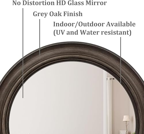 Miniatura 10 de Presentime & Co. Espejo de pared Clifton inOutdoor Farmhouse de 26 pulgadas, espejo de vidrio HD sin distorsión, espejo de granja y arte de pared