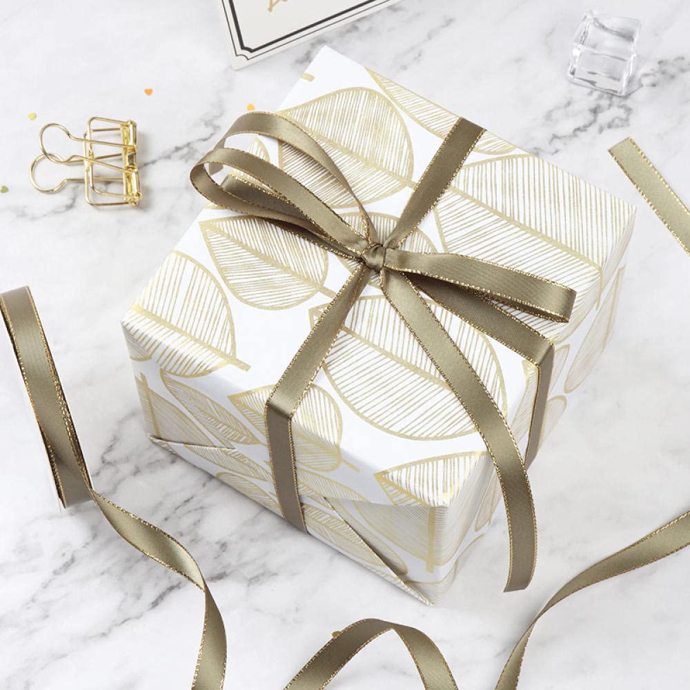 Ribbons For Gift Wrapping Ribbon For Fabric Satin Ribbons Golden Side Faborek Ciasto Pieczenie Dekoracyjne Wstążka Prezent Prezent Opakowanie Wstążka Webbed Handmade Diy Materiał Wstążka-Szampański Go