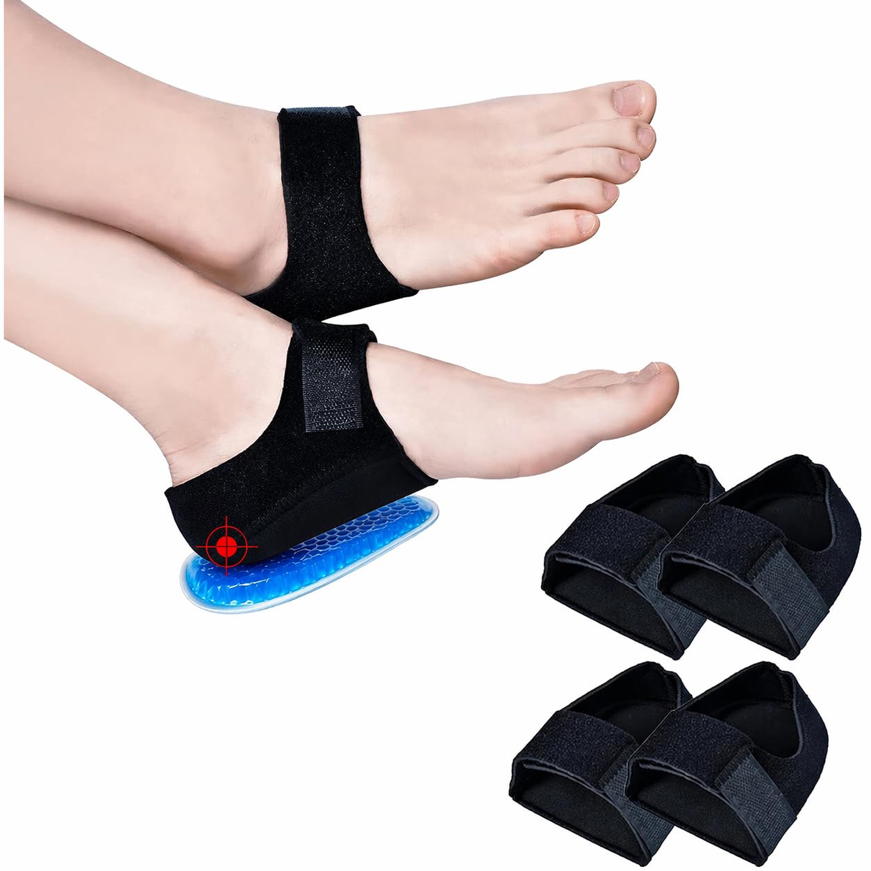 Heel Pain Relief Pad Cushion with Silicone Gel Cups for Plantar Fasciitis, Ankle Support, Shock Absorption, Men & Women, Large, 1 Pair-image-39