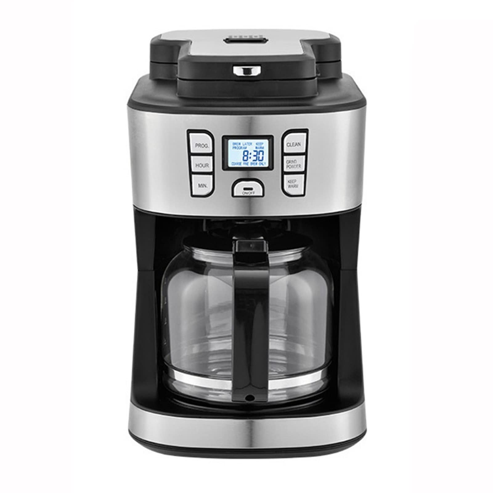 2 IN 1 Espresso Drip Coffee Maker with Integrated Coffee Grinder Semi-Automatic Black Compact 20cm x 25cm x