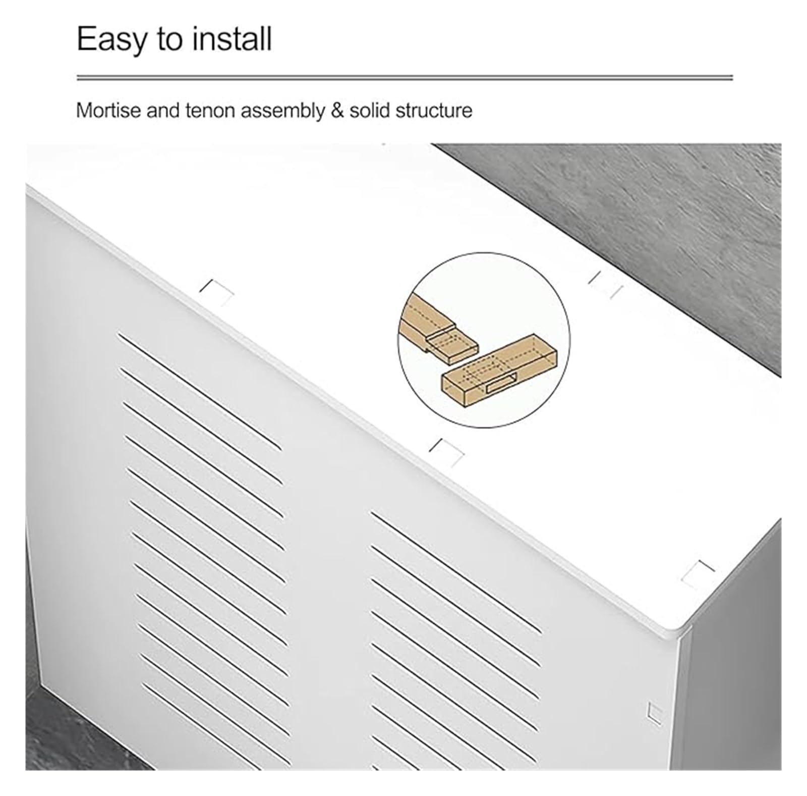 Cubierta de calentador ventilada de alta calidad, oculta tuberías y radiadores de vapor, segura para baños, armario de válvula de interruptor de suelo, listones horizontales, 50 x 70 x 15 cm