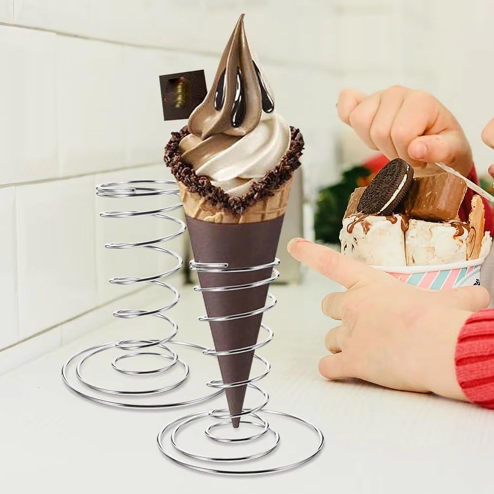 Lot De 4 Supports pour Cornets De Glace, en Acier Inoxydable, pour Pizzas Gaufres, pour Cuisine, Le Restaurant Les Fêtes