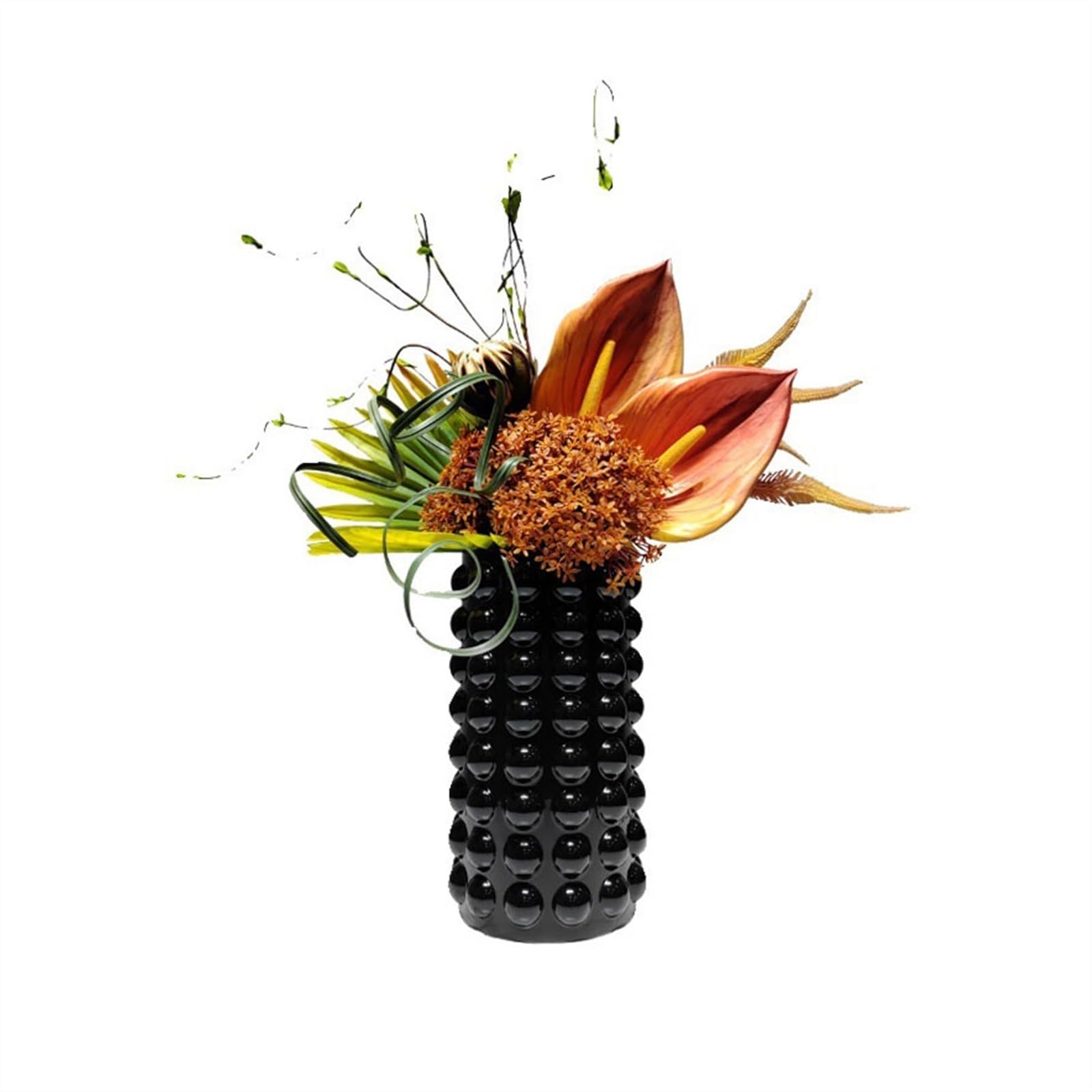 Bx9rE7tK3g Faux Flowers with Vase Artistic Flower Arrangement Simulation Bouquet Home Decoration Fashion Artificial with Black Glass Vase Artificial Flowers