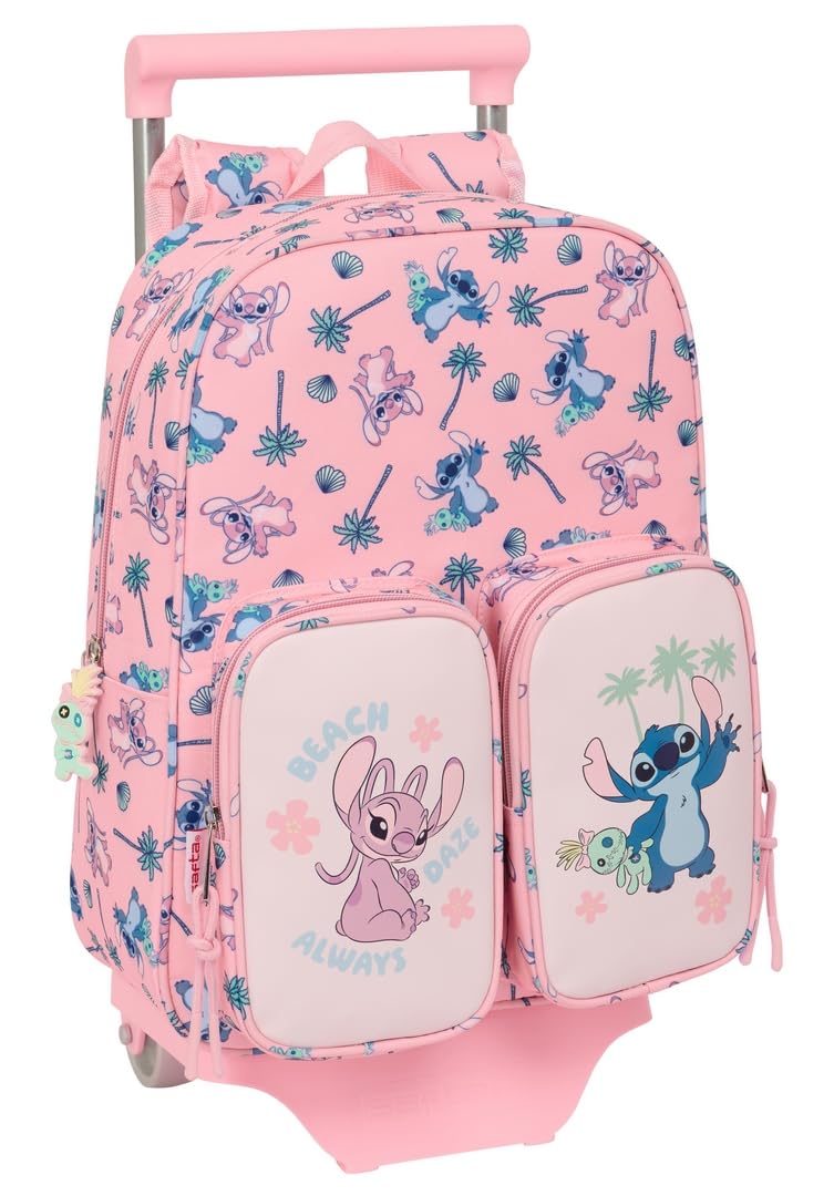 Safta STITCH BEACH - Mochila Infantil con Carro 705, Ideal para Niños de Diferentes Edades, Cómoda y Versátil, Calidad y Resistencia, 26x11x34 cm