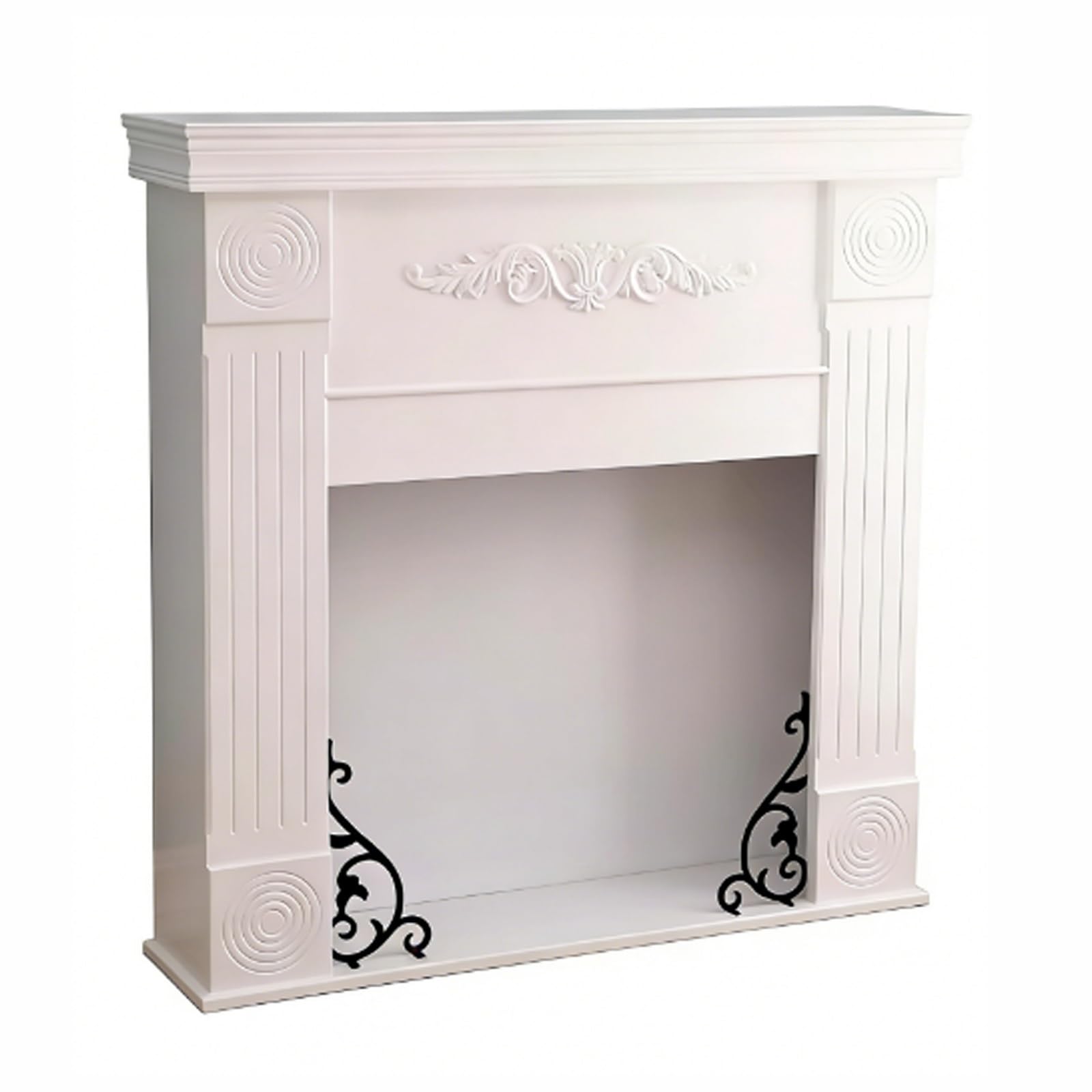 Decorative White Decorative Fireplace Mantel Freestanding Surround with Roman Column(Medium)