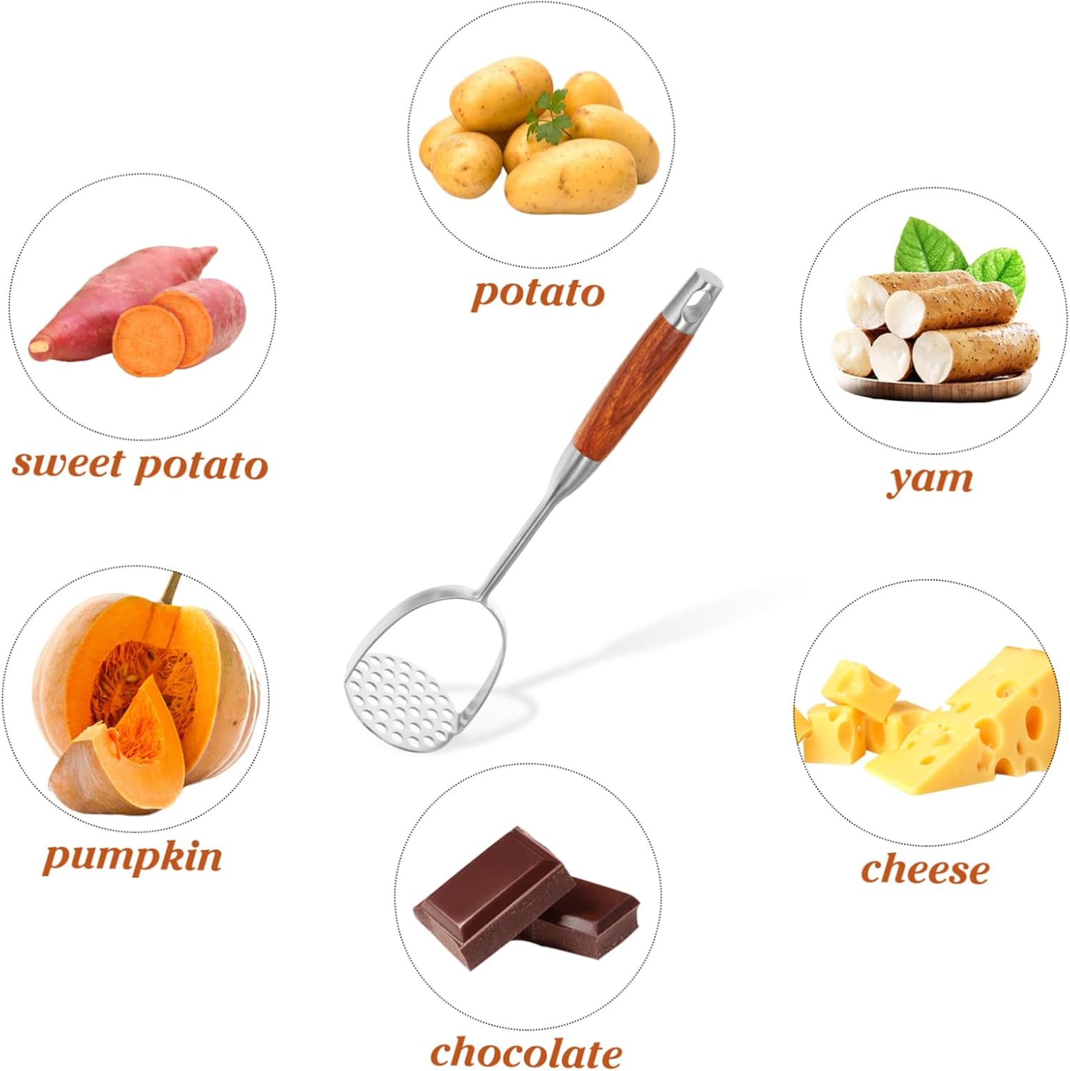 1Pc Potato Masher Tool Manual Crusher with Long Handle for Mashing Potatoes Vegetables and Fruits Cooking
