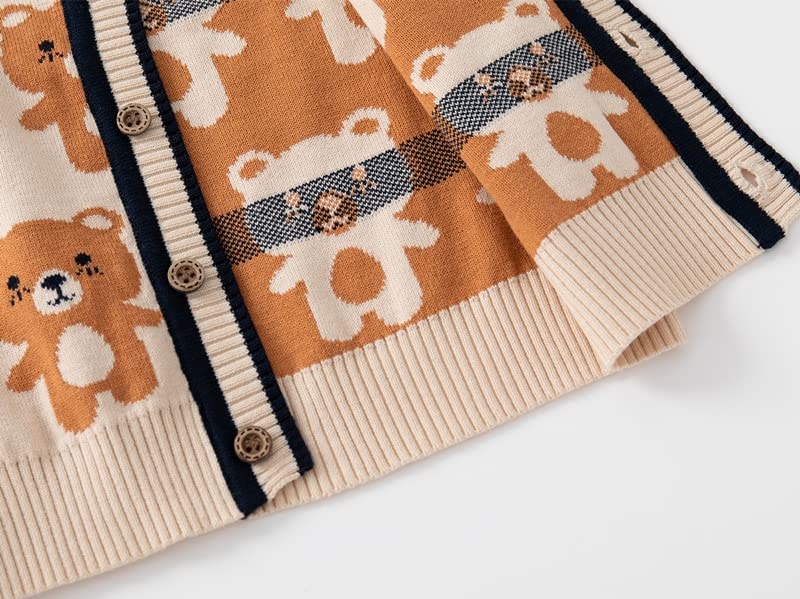 Meufam Unisex Kids Bear Cartoon Button Down Knitted Sweater Vest Soft Uniform Casual V-Neck Sleveeless Waistcoat Vest4