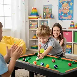 Mini Mesa De Sinuca Bilhar Infantil Profissional Sinuca Infantil 38X27X16 Com Acessórios (Verde/Preto)