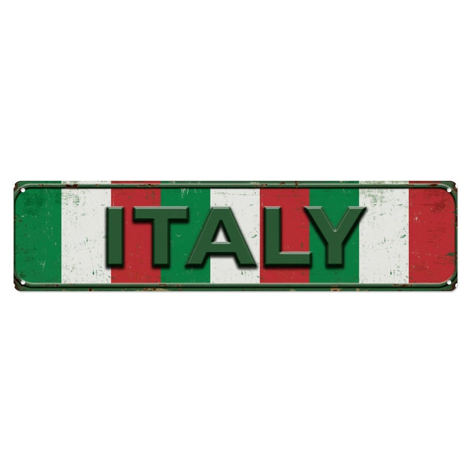 Vintage Italy Flag Pattern Metal Tin Sign