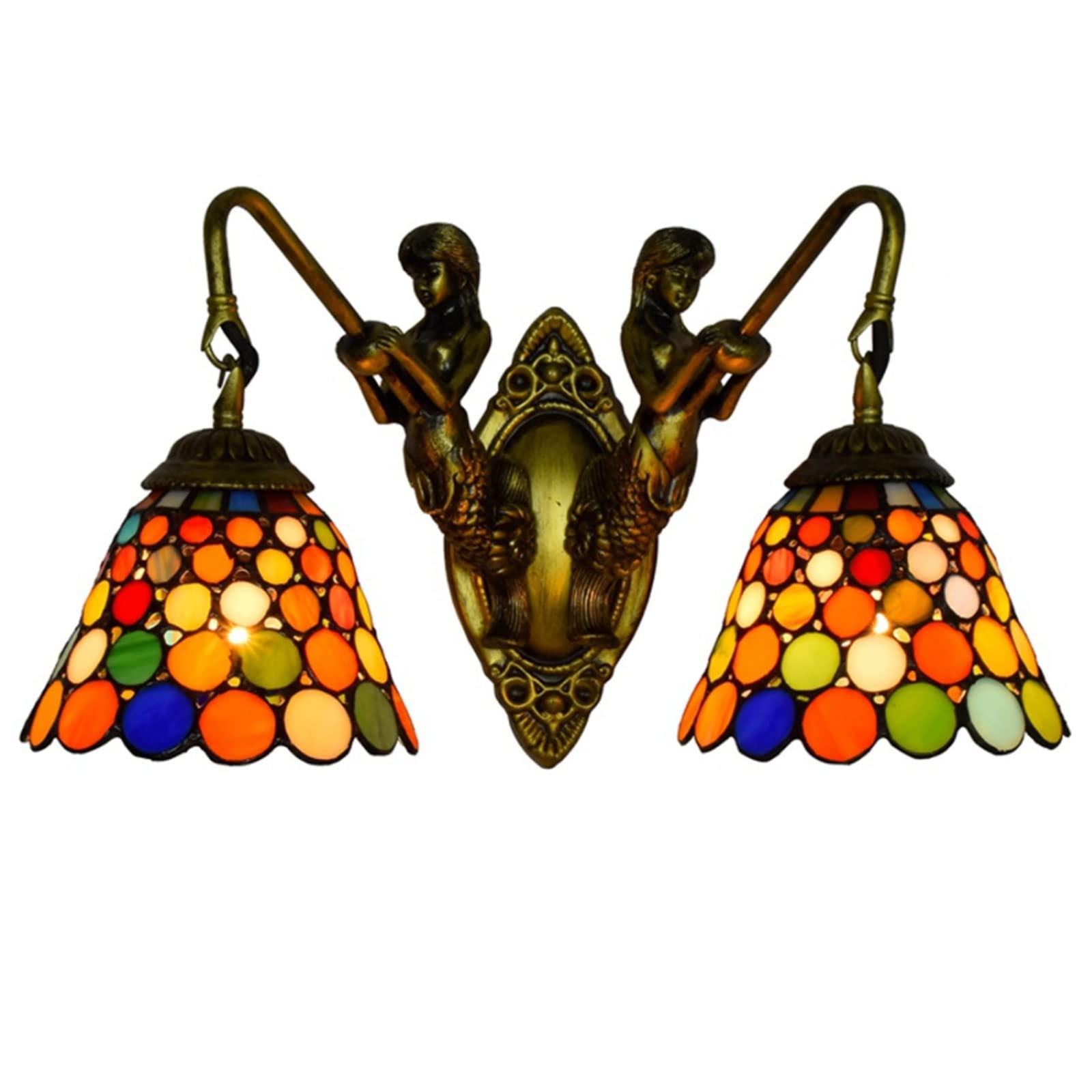 HYJAUSXB Wall Lamps Sconces Mermaid Corridor Double Head Lamp Colored Glass Bar Colorful