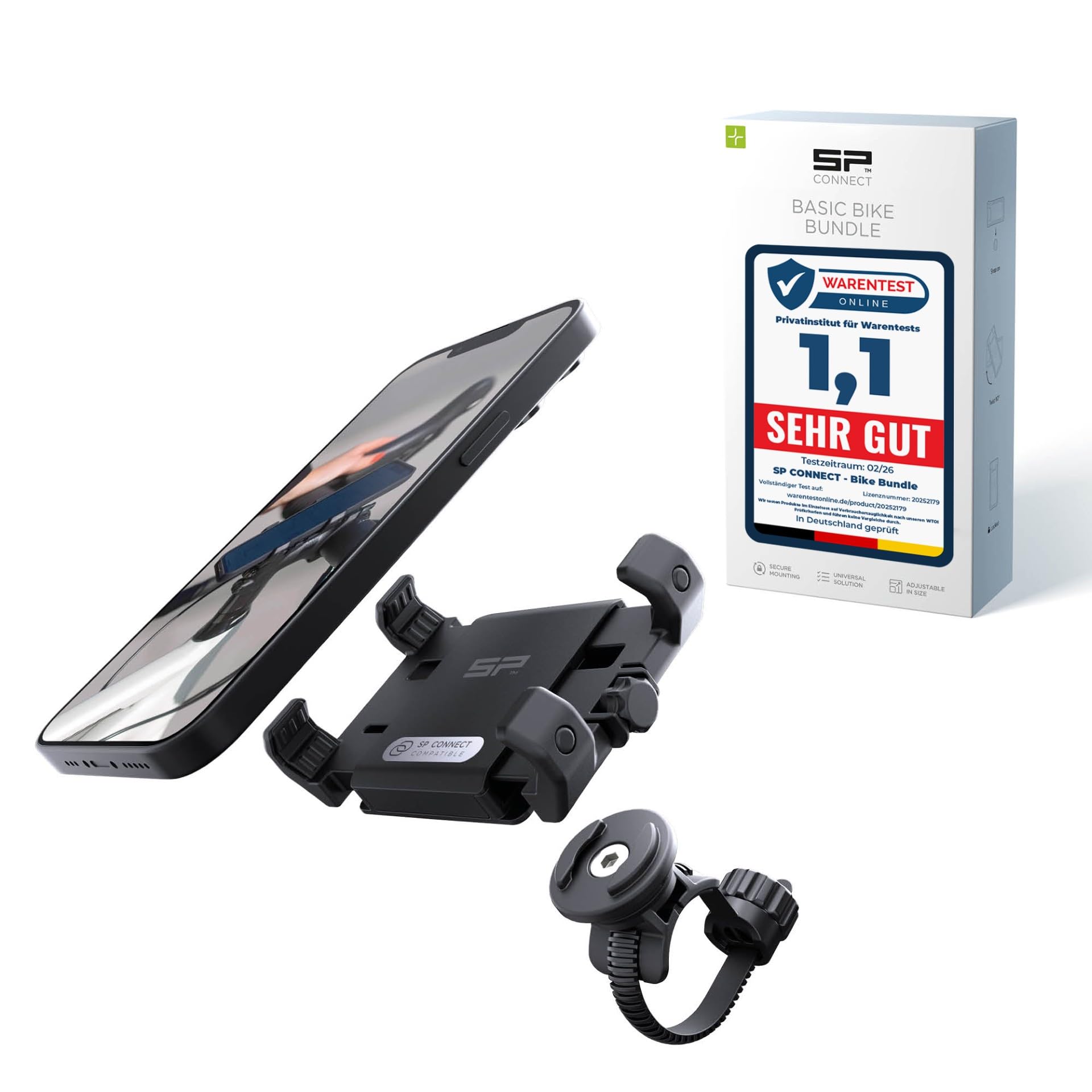 SP CONNECT Fahrrad-Handyhalterung | SPC+ | Universeller Handyhalter für Fahrradlenker | Motorradhandyhalterungen für alle Smartphone Handys wie iPhone Samsung | Mountainbike Rennrad Handy Halterung