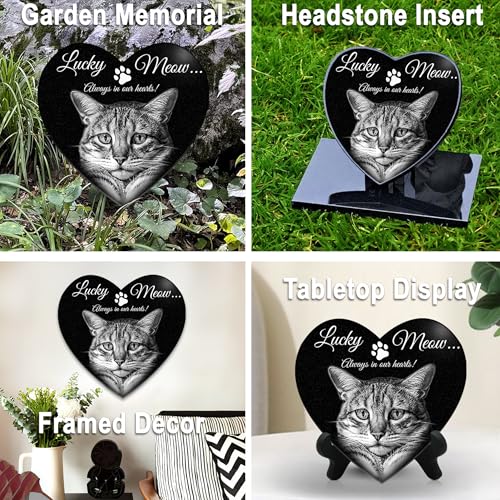 Image of ADFSTONE 10 inch Heart Shaped Pet Memorial Stones Personalized Dog Remembrance Gifts, Customized Cat Picture Grieving Plaque, DIY Gravestone, Custom Sympathy Photo Gift, Animal Grave Markers