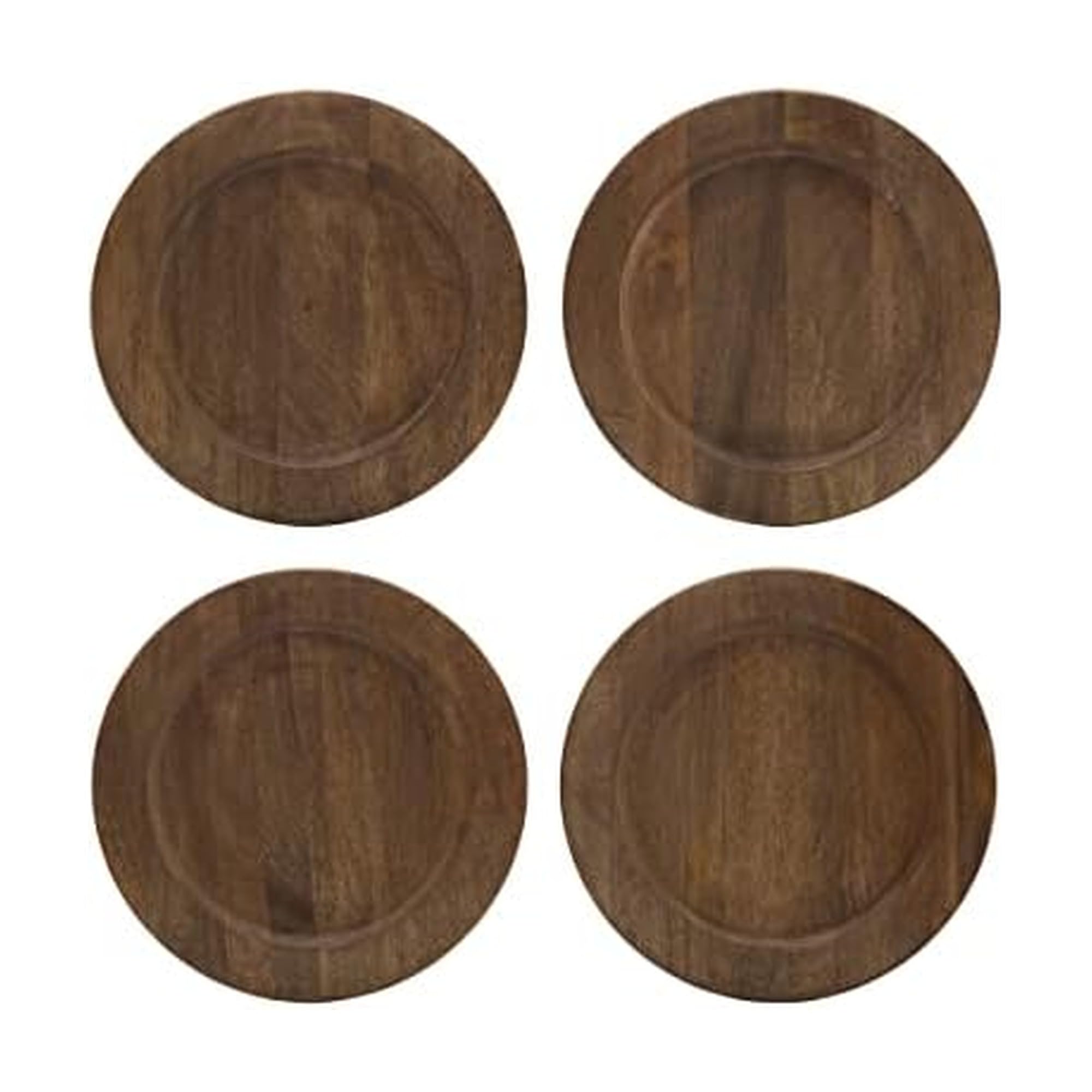 Gourmet Basics by Mikasa Mango Wood Set of 4 Charger Plates, 13-Inch, Brown