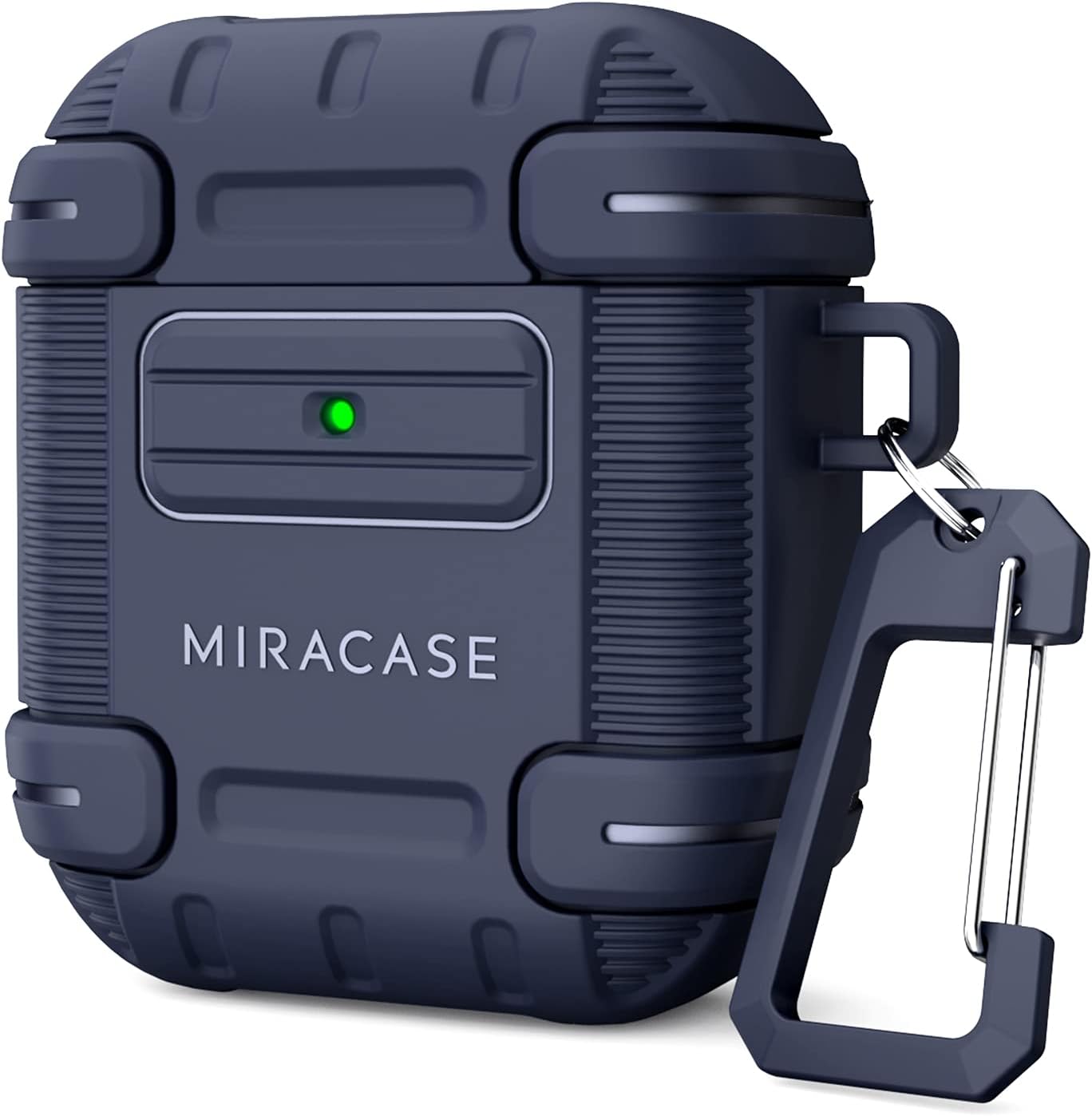 Miracase Warrior AirPods 2 & 1 Case Cover, [Military Grade Drop Tested] Shockproof Protective AirPods 2 & 1 Case with Keychain for AirPods 2 & 1 Wireless Charging Case, [Front LED Visible], Blue