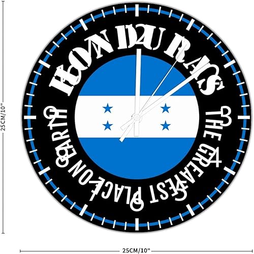 Miniatura 2 de ArogGeld Reloj de pared de PVC con bandera de Honduras, el mejor lugar en la tierra, reloj de pared redondo para amantes de Honduras, 10 pulgadas,