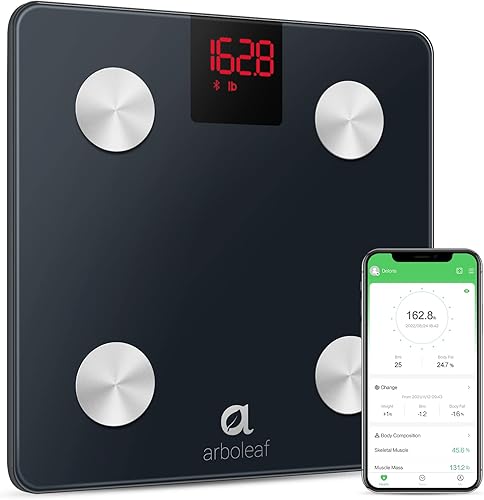 arboleaf Báscula para peso corporal y grasa báscula de peso con grasa corporal báscula digital de baño báscula inteligente Bluetooth de arboleaf Báscula para peso corporal y grasa báscula de peso con grasa corporal báscula digital de baño báscula inteligente Bluetooth de