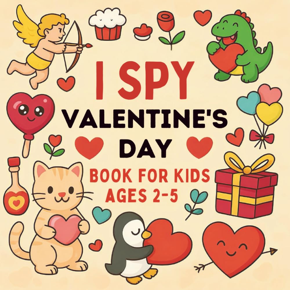 I Spy Valentine's Day Book for Kids Ages 2-5: Interactive Coloring and Learning Activities with an Exciting Guessing Game Adventure for Preschoolers and Toddlers