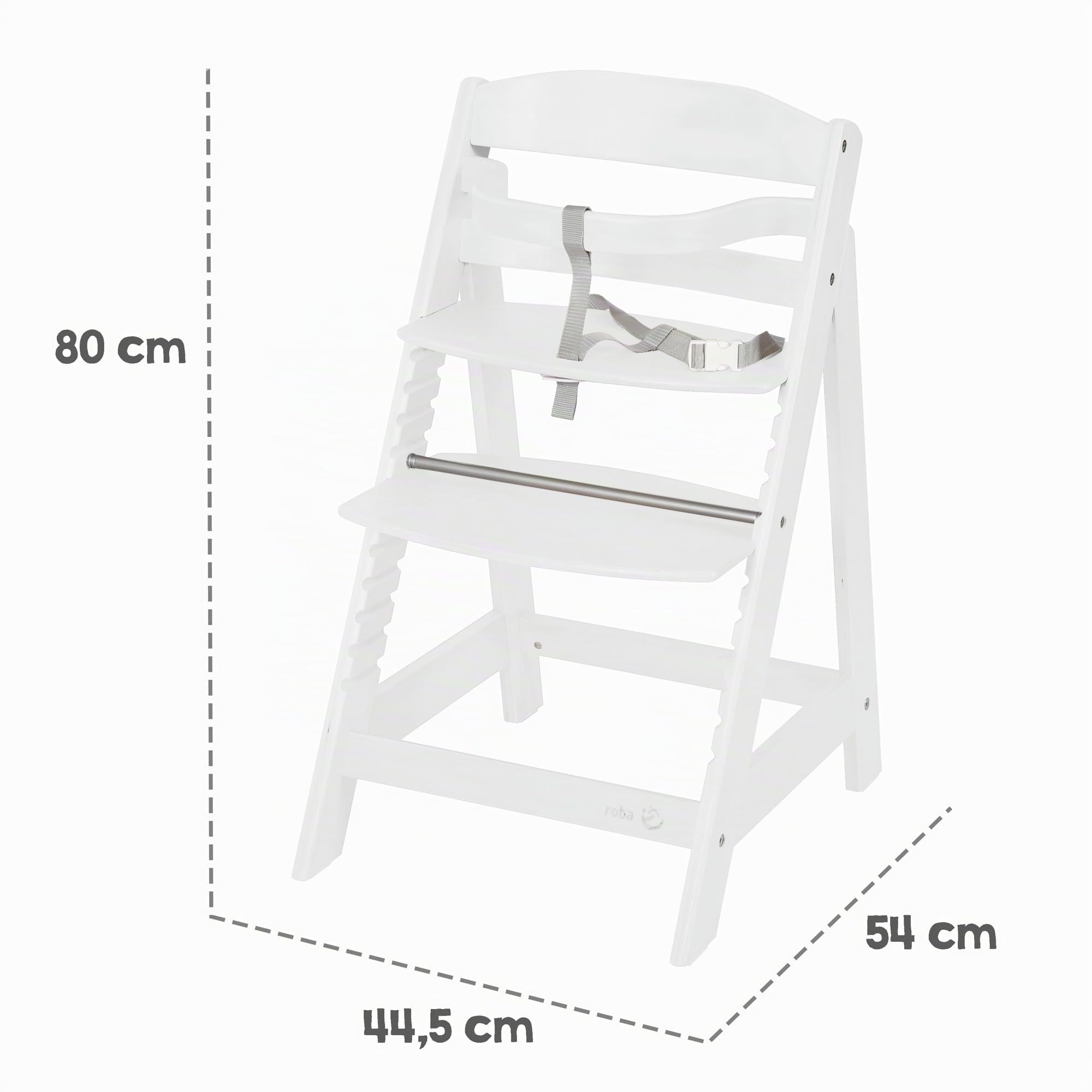 roba Trona Evolutiva de Madera Blanca Sit Up III - Altura Ajustable - de 6 Meses - Soporta 70 kg - Silla Resistente para Bebés con Barra de Seguridad