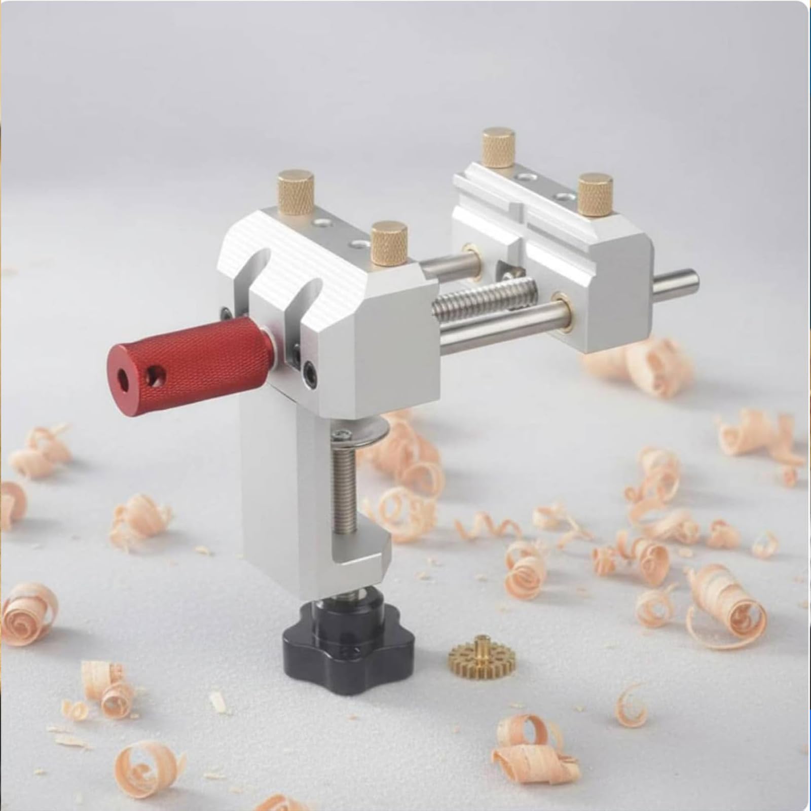 Tornillo de de sujeción de piezas con base de abrazadera, herramienta de trabajo pequeña de metal con giratorio, soporte de guía y configuración compacta para tareas de hobby Abrazadera de