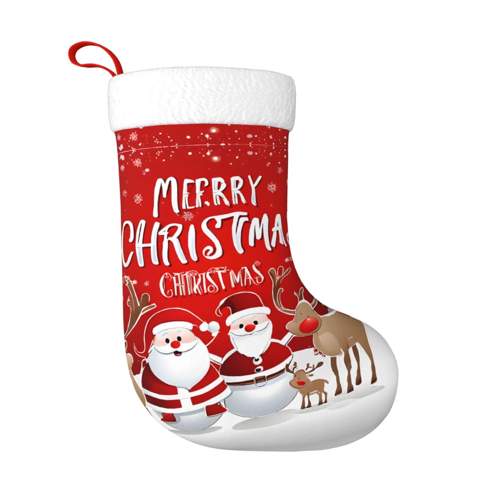 JIAGLINDE Merry Christmas Print Christmas Decorative Stockings Fireplace Christmas Tree Gift Bag BedHead Hanging Decorative Plush Christmas Socks, 17.7 in