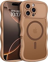 BENTOBEN iPhone 16 Pro Max ケース MagSafe対応 ワイヤレス充電 うねうね 半透明 耐衝撃 米軍MIL規格 レンズ保護 滑り止め マット 指紋防止 傷つけ防止 強力マグネット搭載 ウェーブフレーム ストラップホール付き iPhone16ProMax ケース スマホケース デザートチタニウム