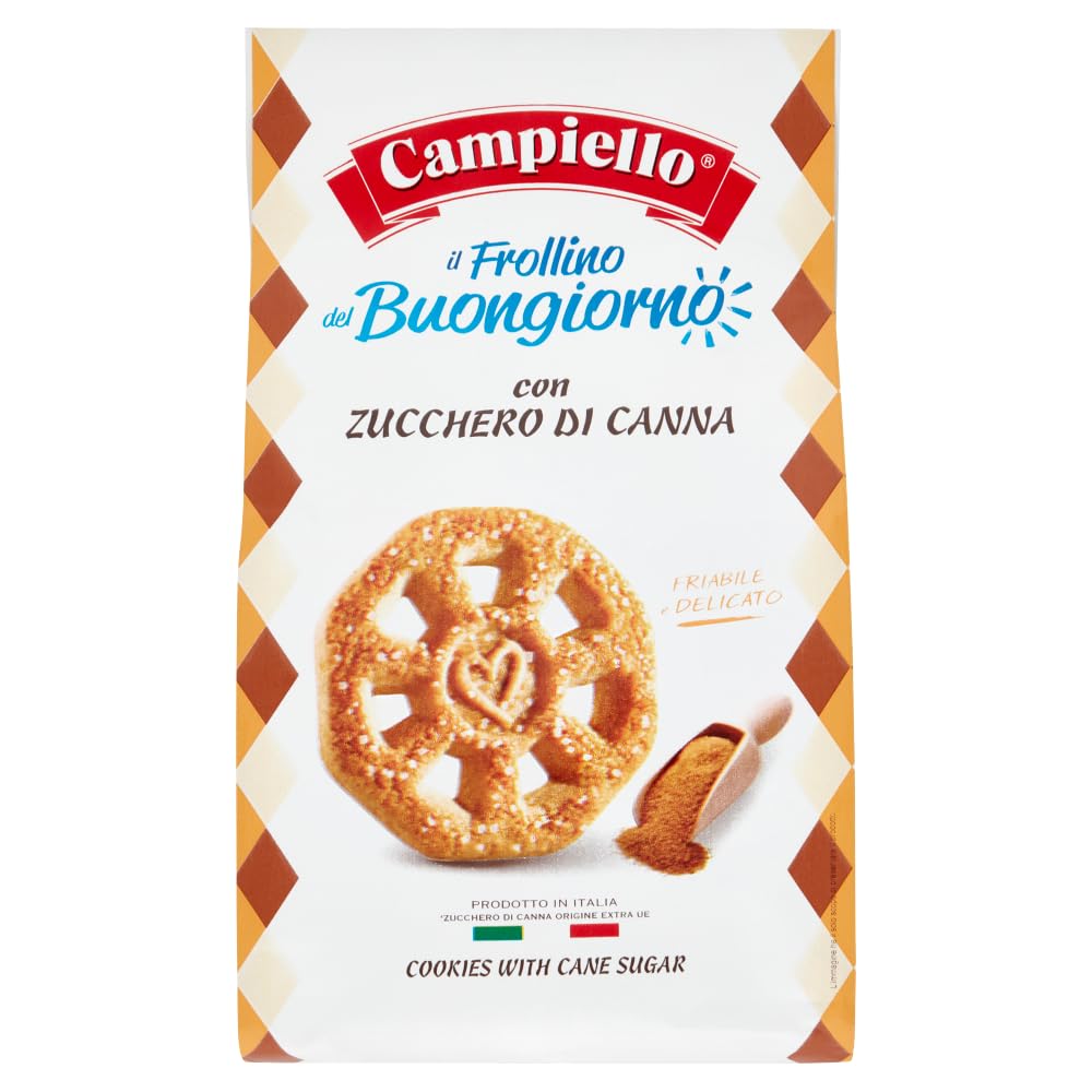 Campiello il Frollino del Buongiorno con zucchero di canna, Shortbread mit brauner Zucker, biscuits cookies 100% Italienische Kekse 12x 350g + Italian Gourmet polpa 400g