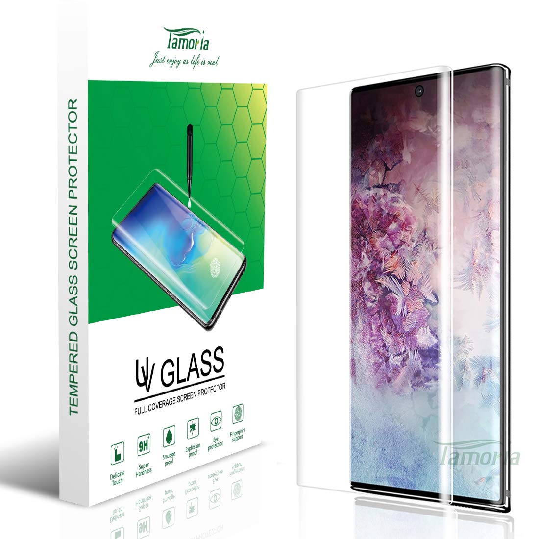 Galaxy Note 10 Plus Glass Screen Protector 0.2MM Curved Tempered Glass UV Fingerprint Sensor Compatible Full 3D Curved Edge Glass Screen Cover for Samsung Galaxy Note10 Plus/Note 10+
