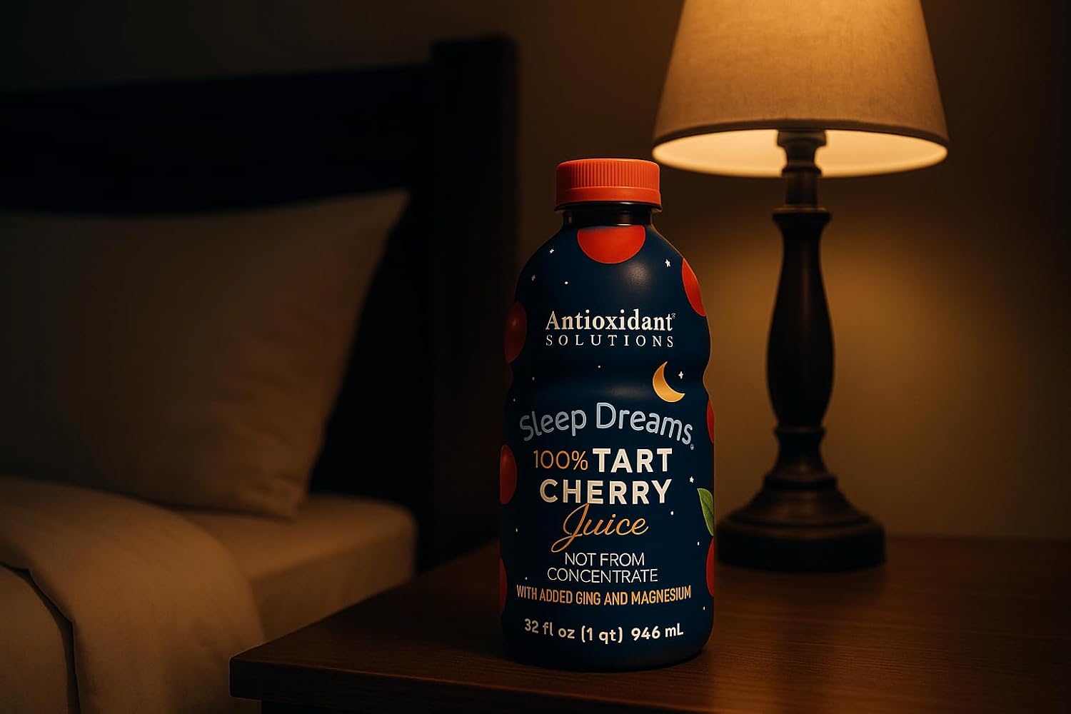 Antioxidant Solutions Sleep Dreams - 100% Tart Cherry Juice with Zinc & Magnesium - No Added Sugar - 32 fl oz Bottles (6-Pack)
