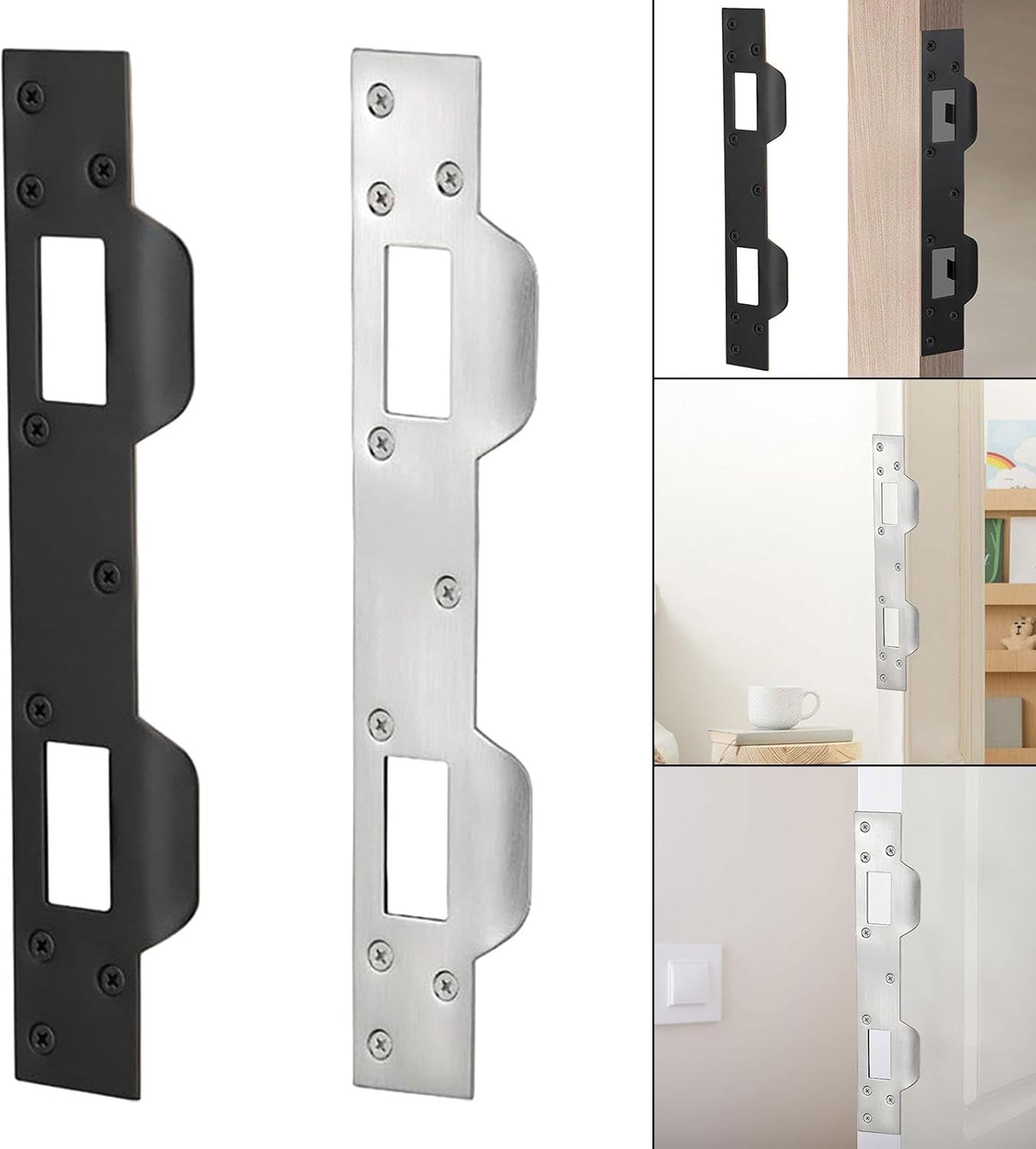 ARTISOUL® Security Door Strike Plate for 5-1/2 in to 6 in Hole Center Metal Heavy Duty Black | Home Improvement | Building & Hardware | Doors & Door Hardware | Door Locks & Lock Mechanisms