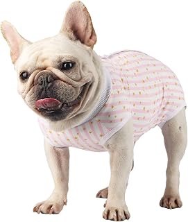 Due Felice Dog Surgery Suit - Female & Male Dog Onesie for Spay/Neuter Recovery - Pink Star Stripe/Medium