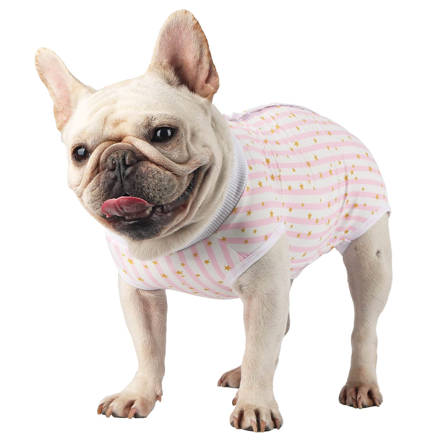 Body de récupération pour chien rose rayé S post-opératoire