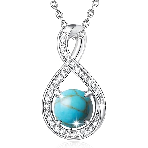 FANCIME Birthstone Necklaces for Women Fine Jewelry Sterling Silver Infinity Pendant Anniversary Birthday Gifts for Her Women Wife Mom Lady Daughter, Chain 16