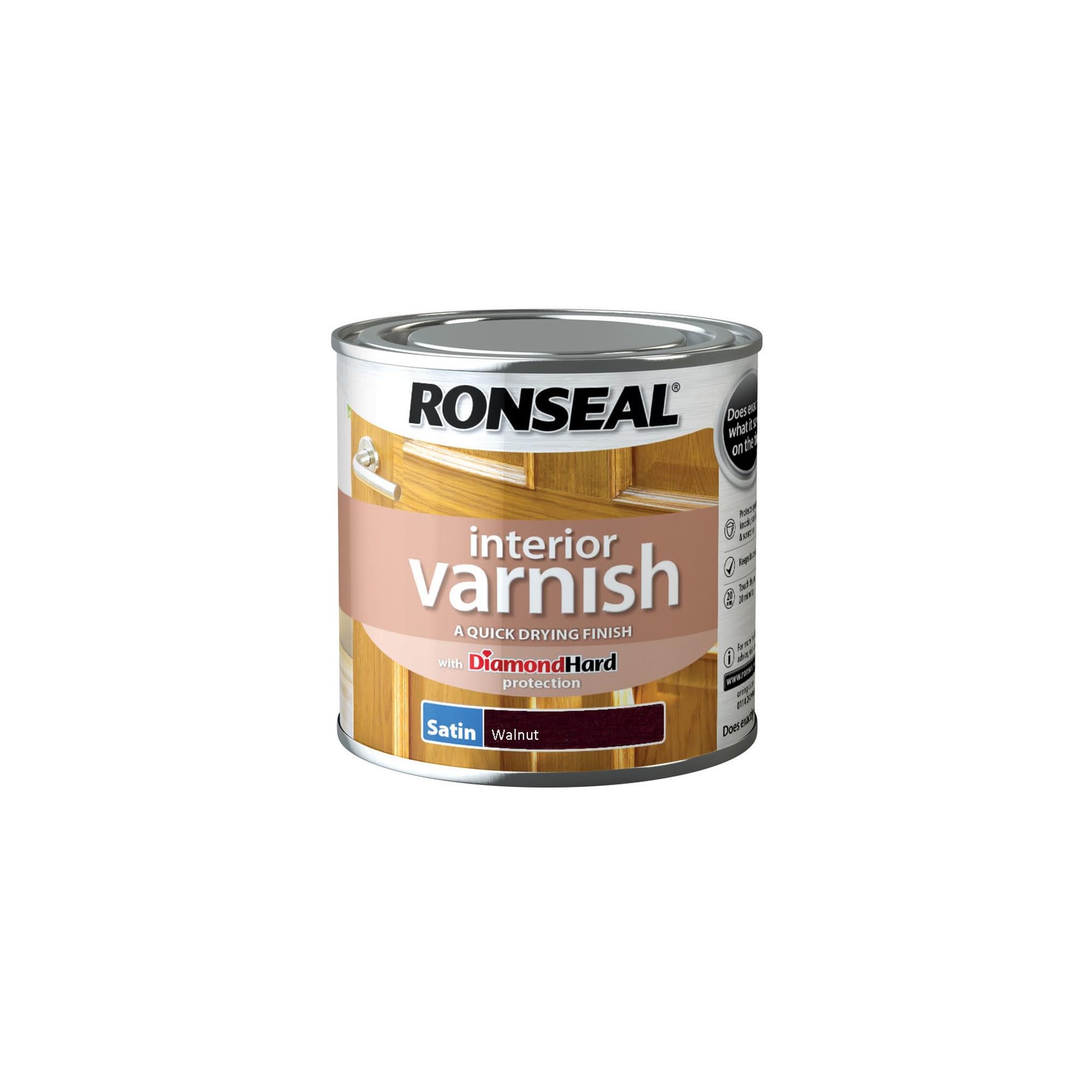Ronseal 36829 Interior Varnish Quick Dry Satin Walnut 250ml