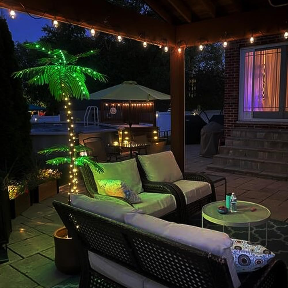 Albero luminoso solare per esterni, albero luminoso a LED, decorazione natalizia, per interni ed esterni, con telecomando, 180 cm, luce bianca calda e verde (1,8 m)