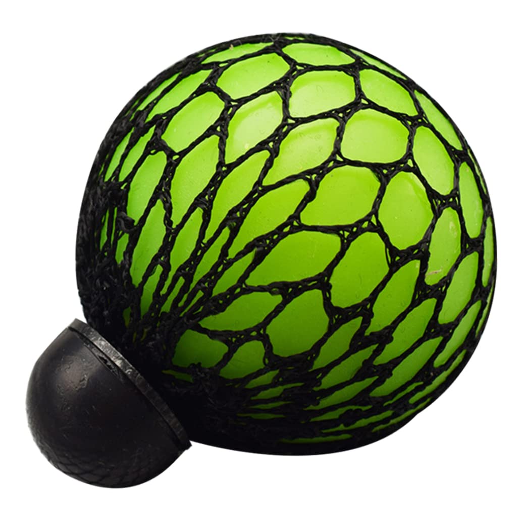 Fidget Mesh Squeeze Ball, Soft Sensory Grape Stress Relief Toy for Office Adult Relaxation, Green