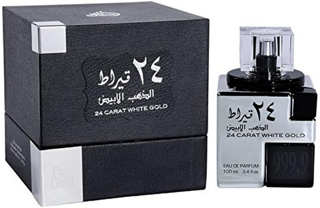 Lattafa Perfumes 24 Carat White Gold for Unisex Eau de Parfum Spray, 3.4 Ounce